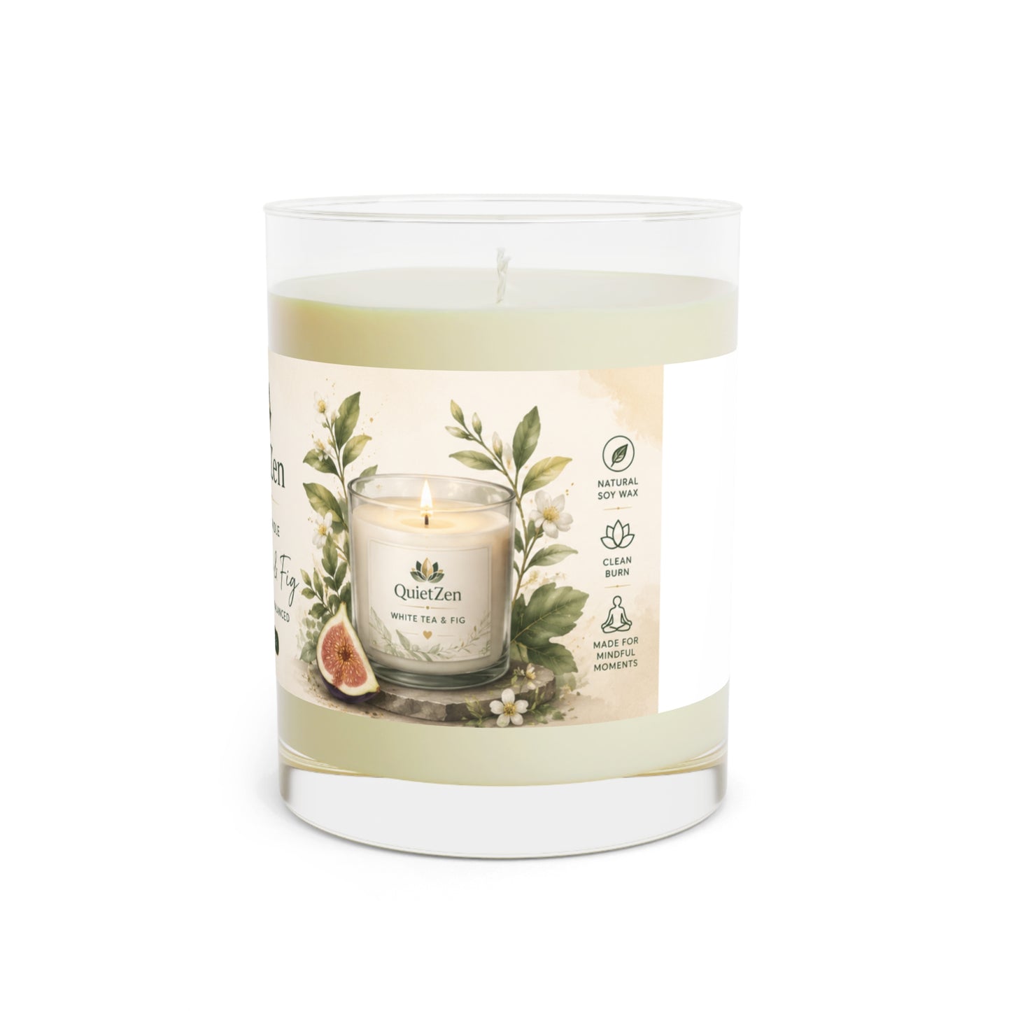 Scented Candle — Calming Blue Floral Glass Jar (11 oz)