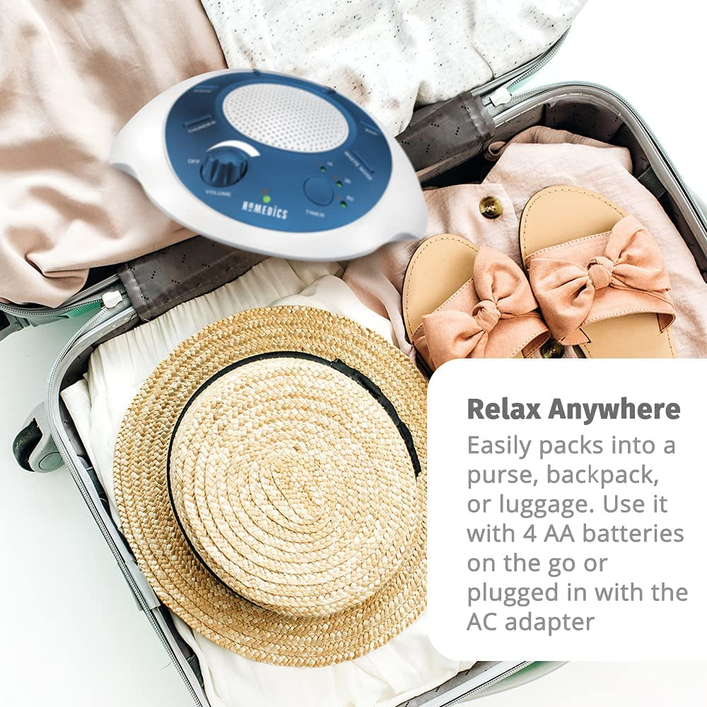 Soundsleep White Noise Sound Machine, Blue, Small Travel Sound Machine with 6 Relaxing Nature Sounds, Portable Sound Therapy for Home, Office, Nursery, Auto-Off Timer, by