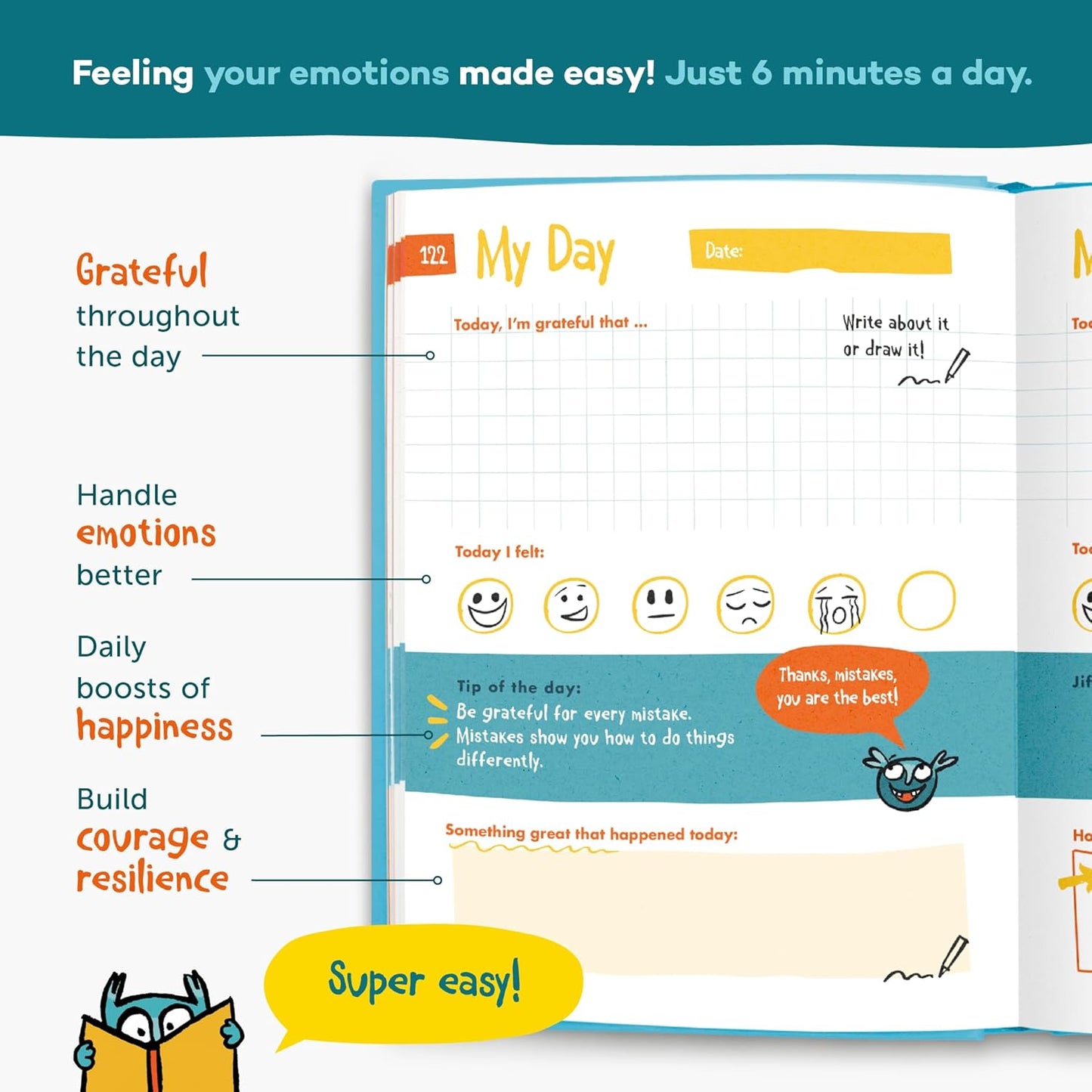6-Minute Kids Diary – Journal for Kids 6-12 to Develop a Happy Self Mindfulness and Positive Habits – Kids Gratitude Journal for Girls & Boys