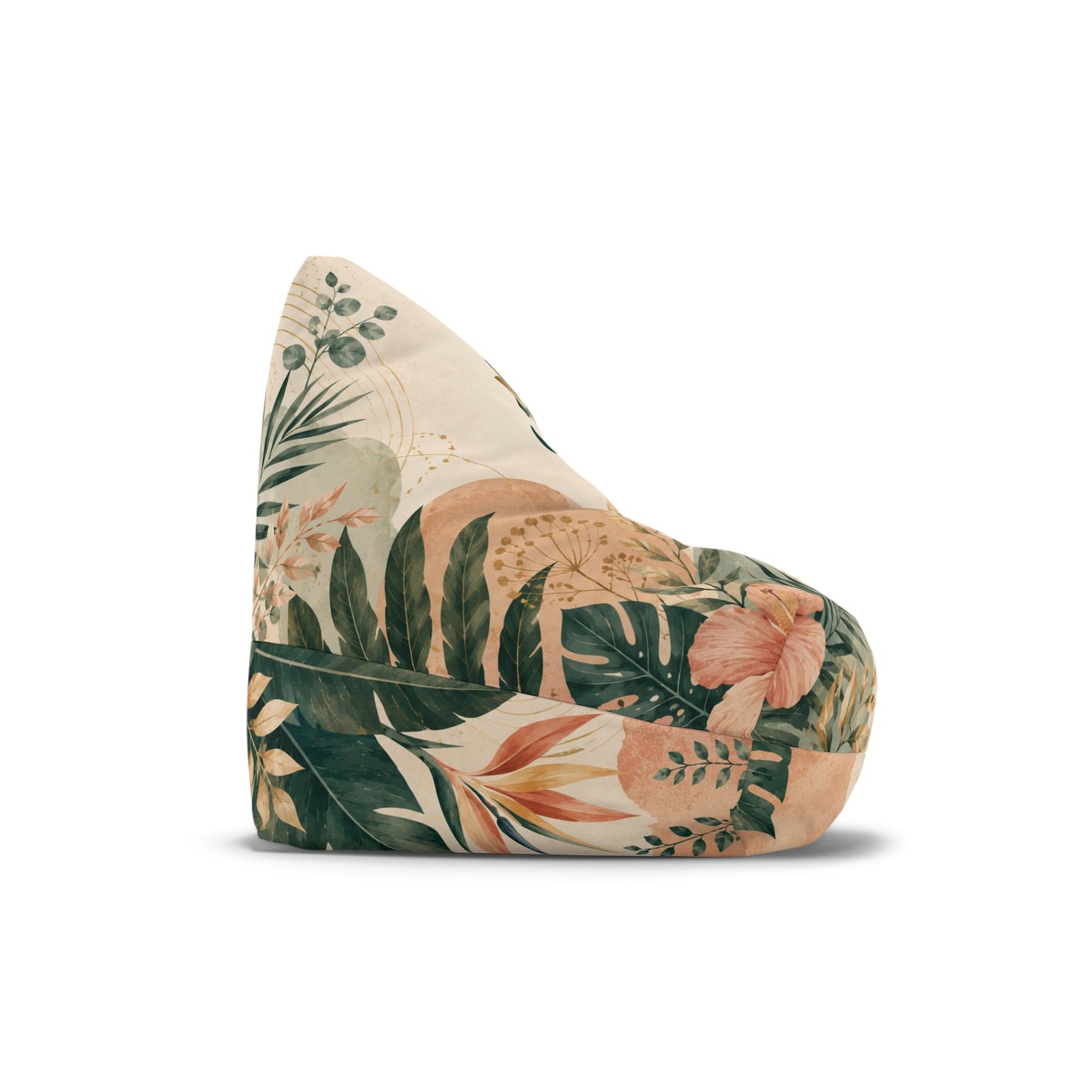 QuietZen Floral Bean Bag Cover — Tropical Leaf Meditation Chair Slipcover