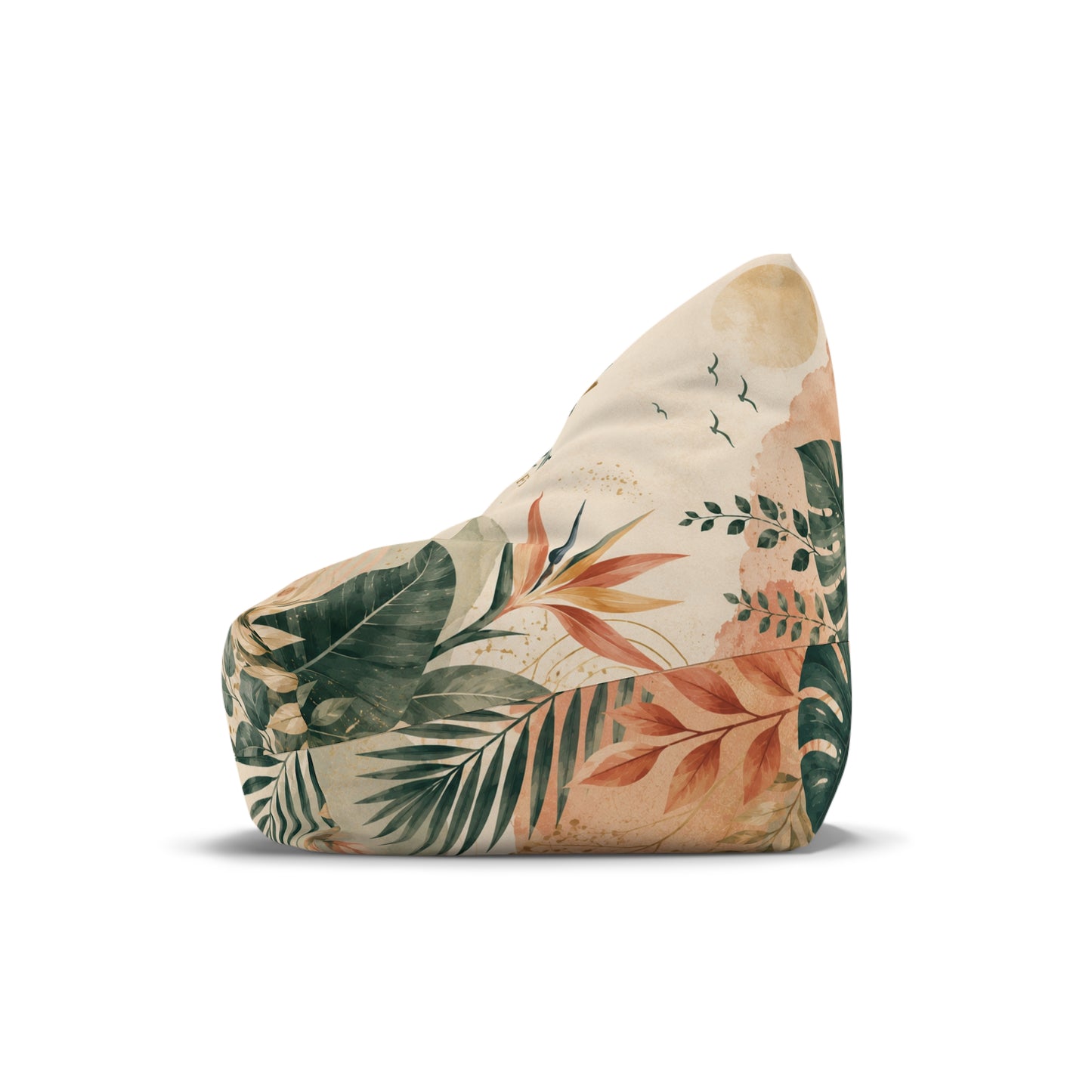 QuietZen Floral Bean Bag Cover — Tropical Leaf Meditation Chair Slipcover