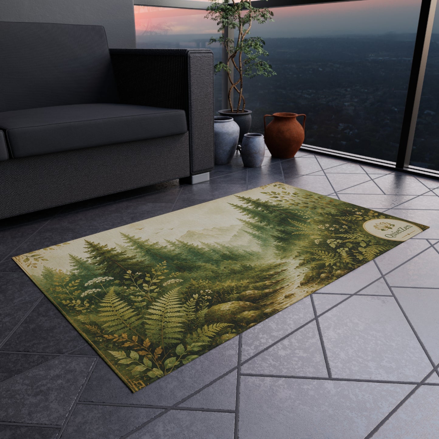 QuietZen Outdoor Rug — Soft Polyester Chenille Patio & Garden Rug for Outdoor Sanctuaries