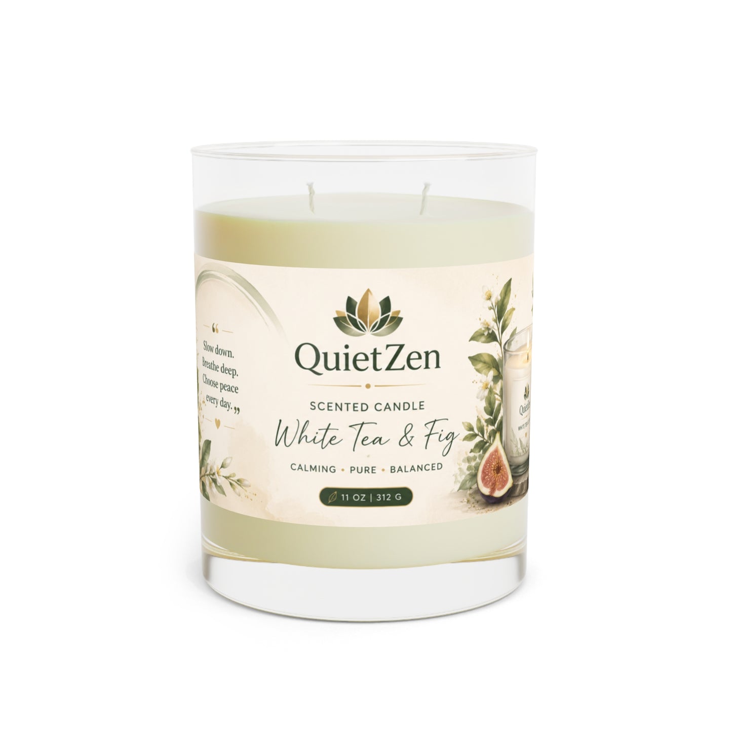 Scented Candle — Calming Blue Floral Glass Jar (11 oz)