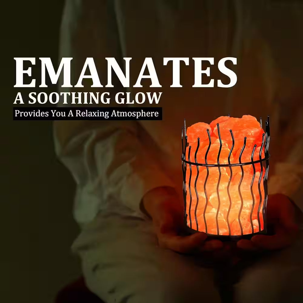 Enchanting Himalayan Glow Pillar Style Basket Salt Lamp - Transform Your Space with Rustic Elegance