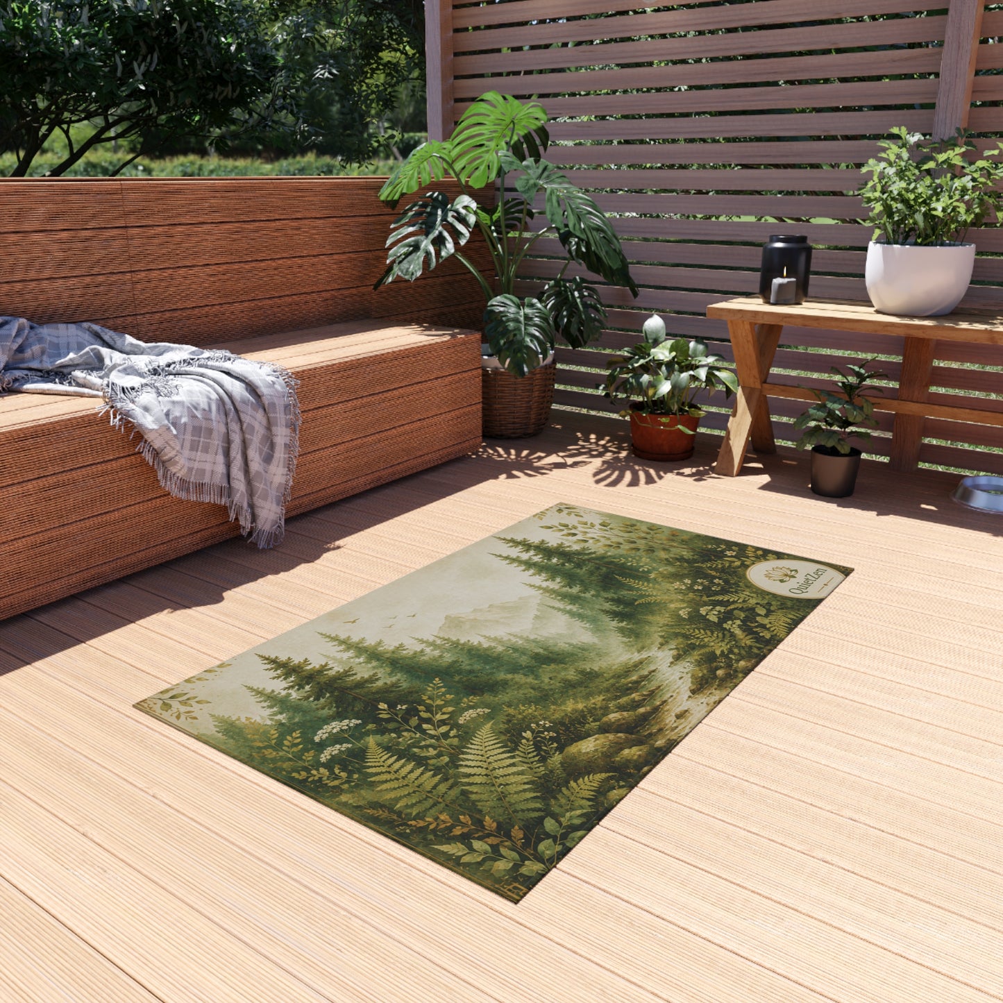 QuietZen Outdoor Rug — Soft Polyester Chenille Patio & Garden Rug for Outdoor Sanctuaries