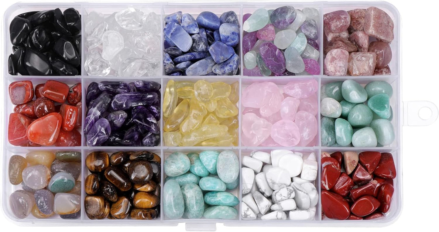 Discover 15 Unique Assorted Tumbled Stones and Crystals - Polished Gemstones for Wicca, Reiki, and Chakra Healing - Perfect Gift for Meditation and Home Decor