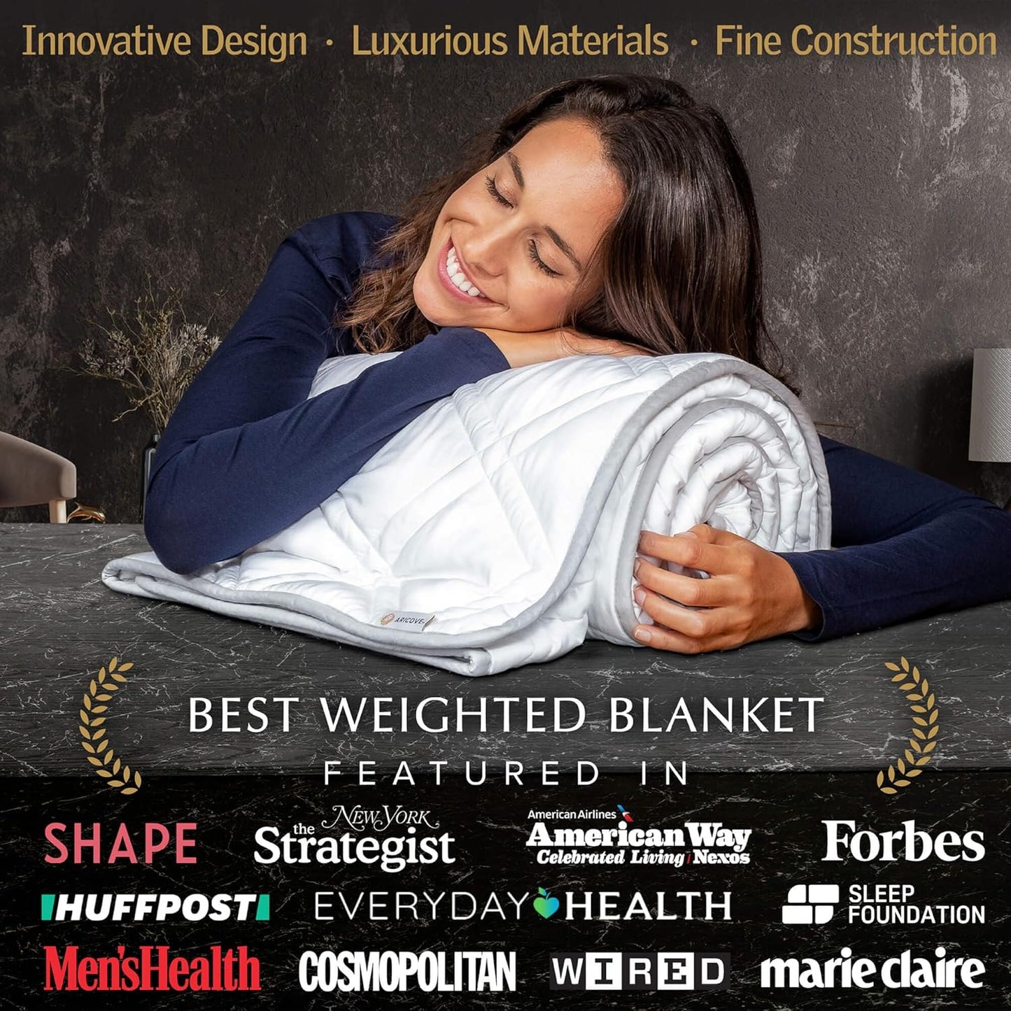 Luxurious Weighted Blanket for All Ages - 5 lbs, Soft Bamboo Viscose, Perfect for Home & Travel, 36x48 Inches, Machine Washable in Brilliant White