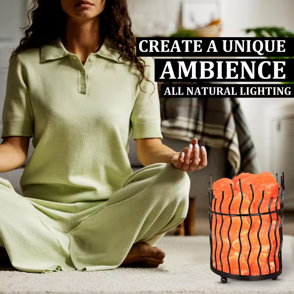 Enchanting Himalayan Glow Pillar Style Basket Salt Lamp - Transform Your Space with Rustic Elegance
