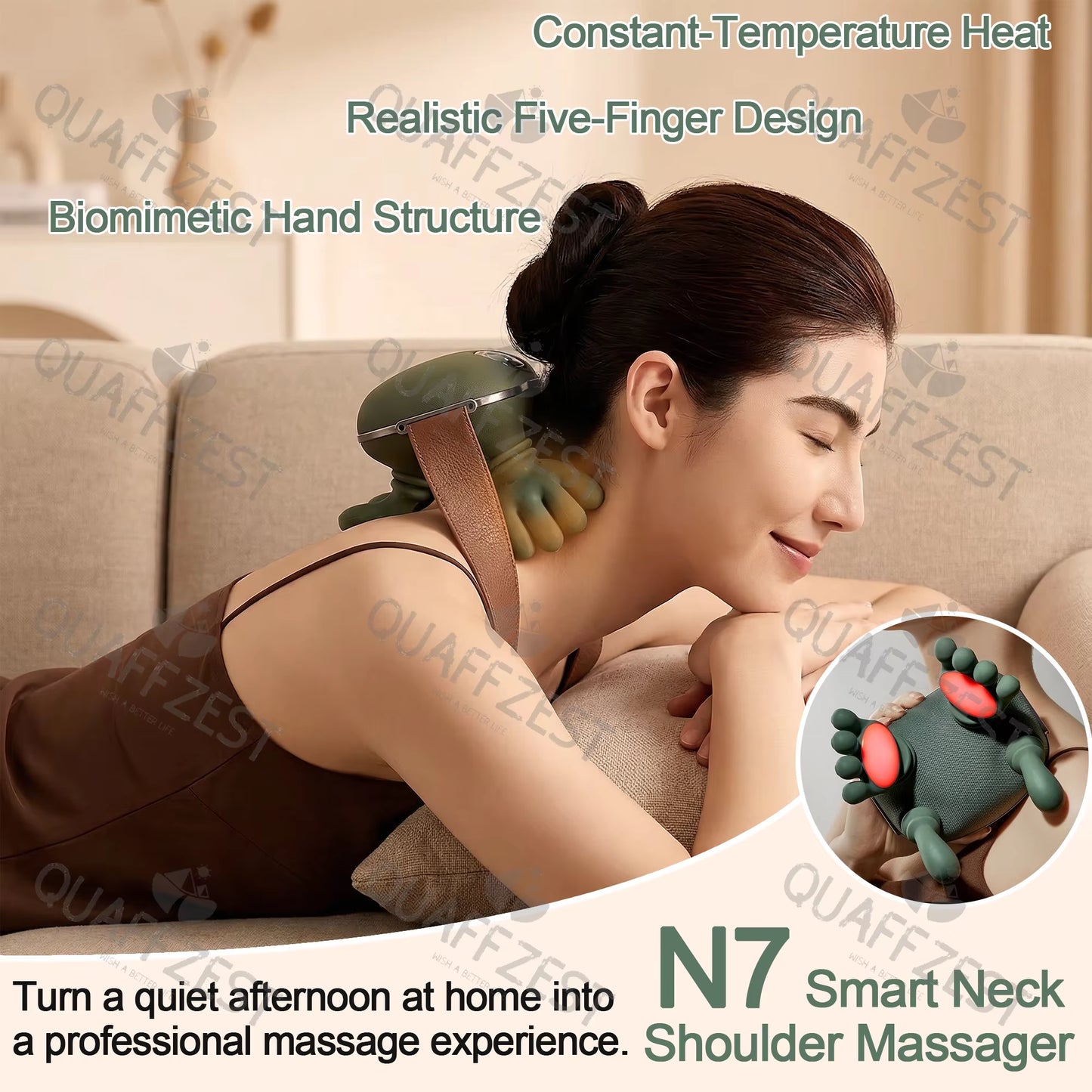 Bionic Finger Neck Shoulder Massager Wireless Neck Cervical Trapezius Kneading Massage Shawl Brushless Motor Neck Masajeador