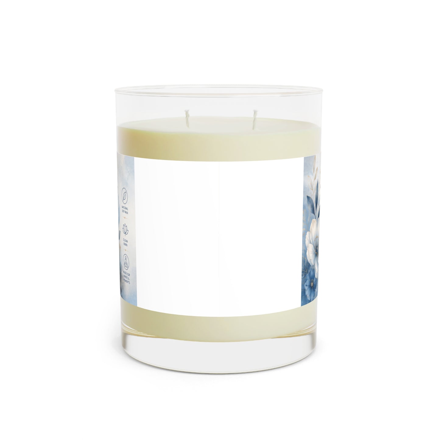 Scented Candle — Calming Blue Floral Glass Jar (11 oz)