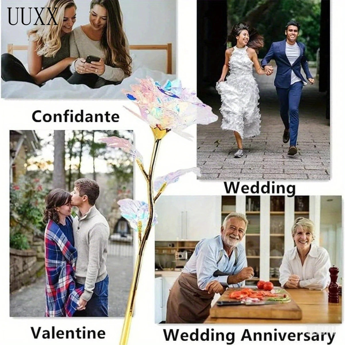 UUXX 30PCS Colorful Rose 9.4In Artificial Forever Rose Flower Romantic Gifts Eternal Roses Gifts for Girlfriend Wife Women Girls