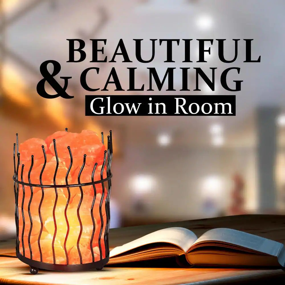 Enchanting Himalayan Glow Pillar Style Basket Salt Lamp - Transform Your Space with Rustic Elegance