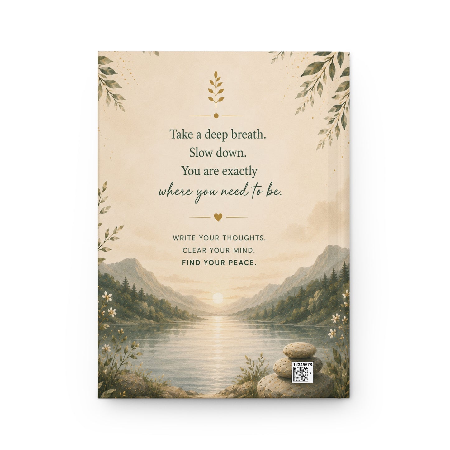 QuietZen Mindful Hardcover Journal — Matte Finish Lined Notebook for Daily Reflection
