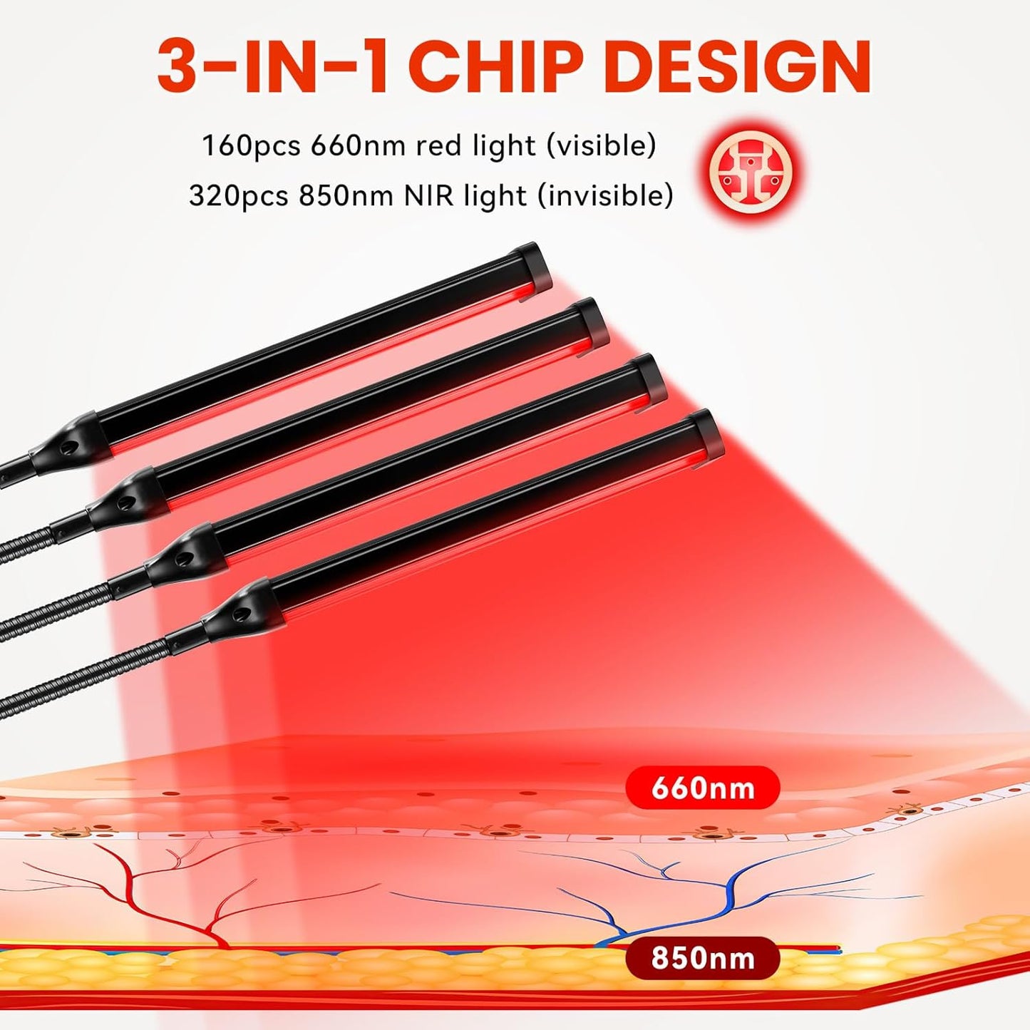 Transform Your Wellness Routine with the Viconor 4-Head Red Light Therapy Lamp – Adjustable Stand for Comprehensive Skin and Pain Relief