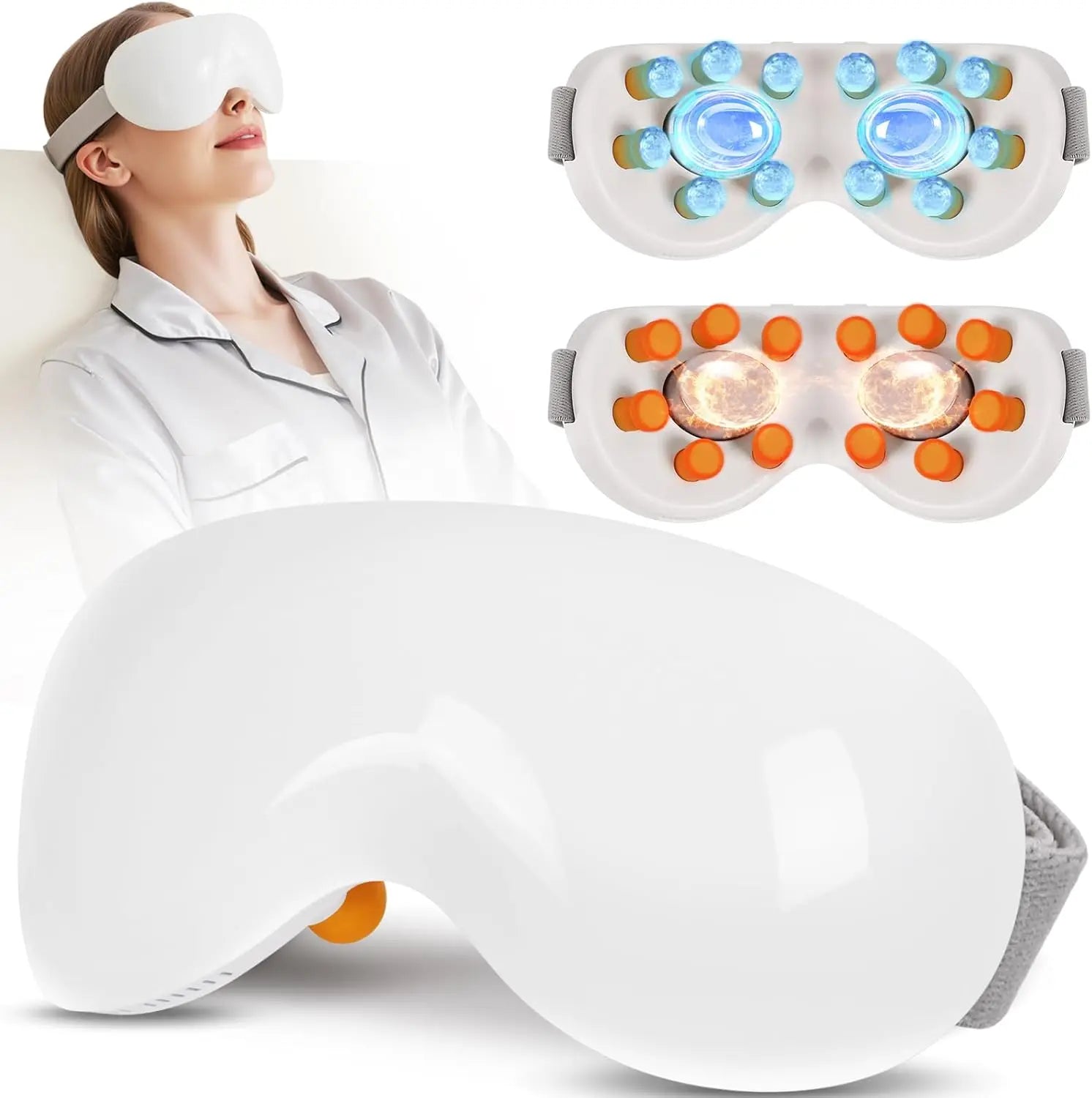 Rechargeable Eye Massager with Cooling Technology and 12 Vibration Nodes, Bluetooth-Enabled for Puffiness Reduction and Enhanced Sleep Quality