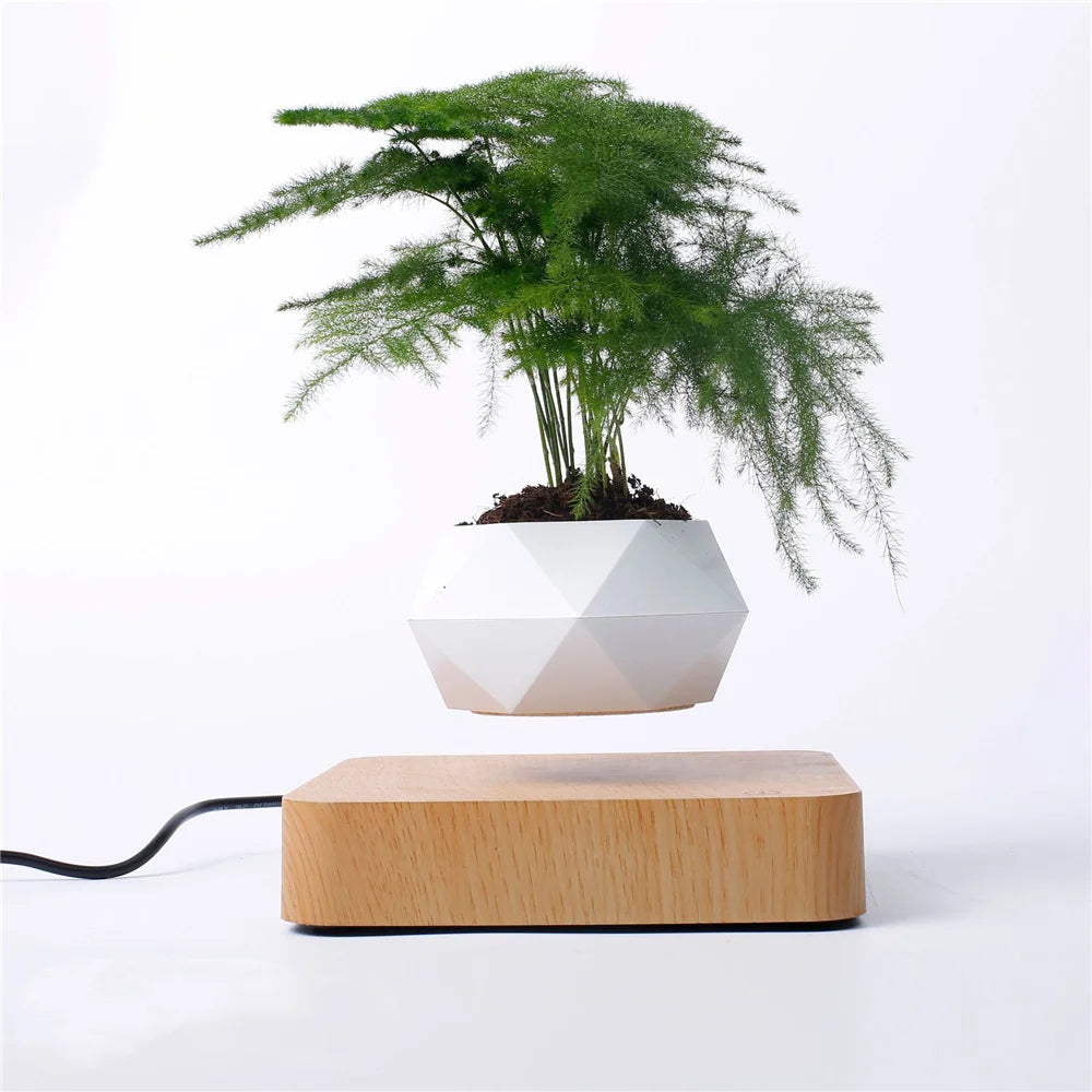 New Magnetic Levitation Floating Plant Pot Levitating Air Bonsai Pot Rotation Flower Pot Office Home Decoration Gifts