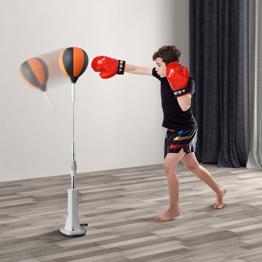 Punching Bag with Stand Boxing Bag Height Adjustable Punching Reflex Ball Set for Training Boxing Stress Relief & Fitness