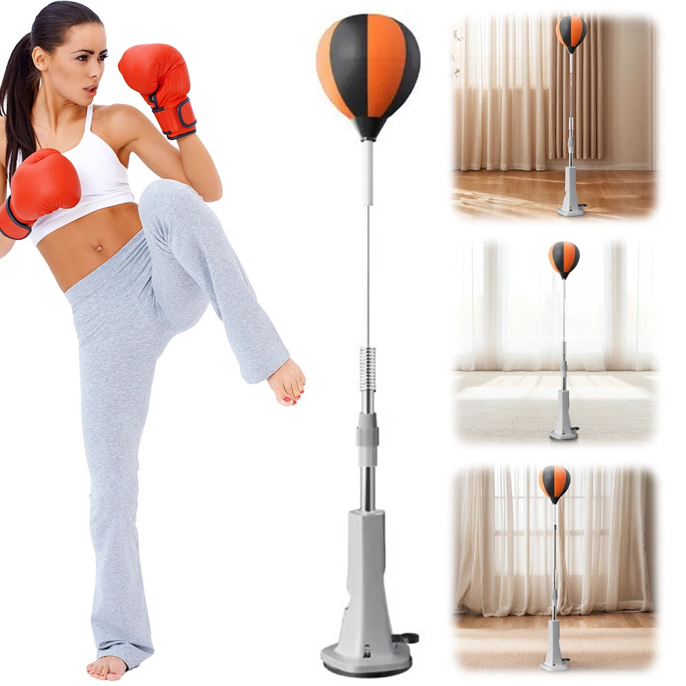 Punching Bag with Stand Boxing Bag Height Adjustable Punching Reflex Ball Set for Training Boxing Stress Relief & Fitness