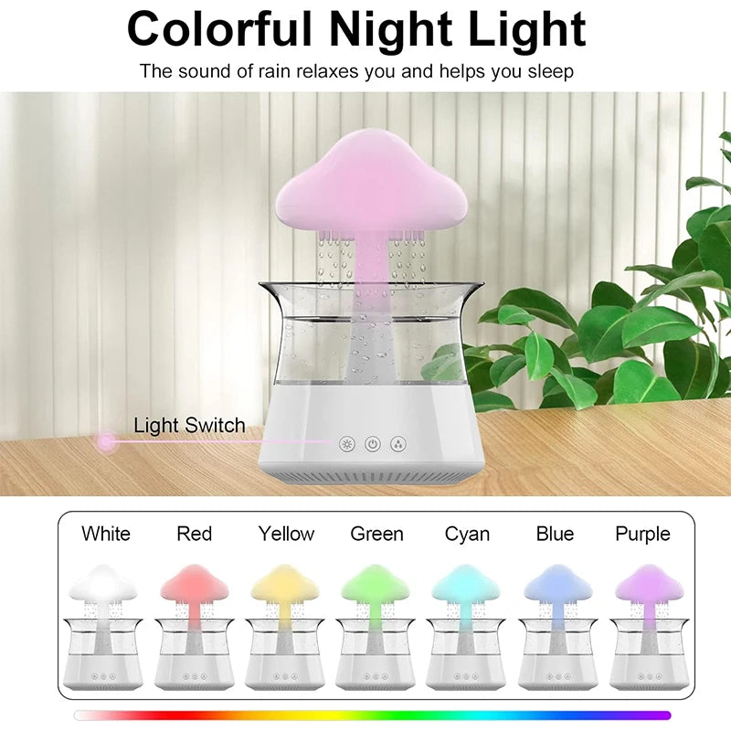 Rain Cloud Electric Air Humidifier and Aroma Diffuser with Colorful Night Light - 300ml Capacity for Home Use and Gifting