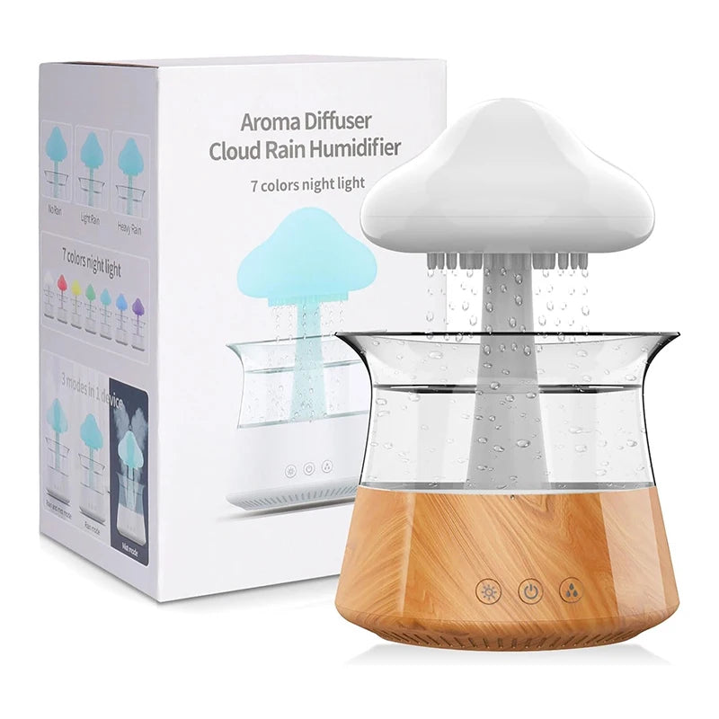 Rain Cloud Electric Air Humidifier and Aroma Diffuser with Colorful Night Light - 300ml Capacity for Home Use and Gifting