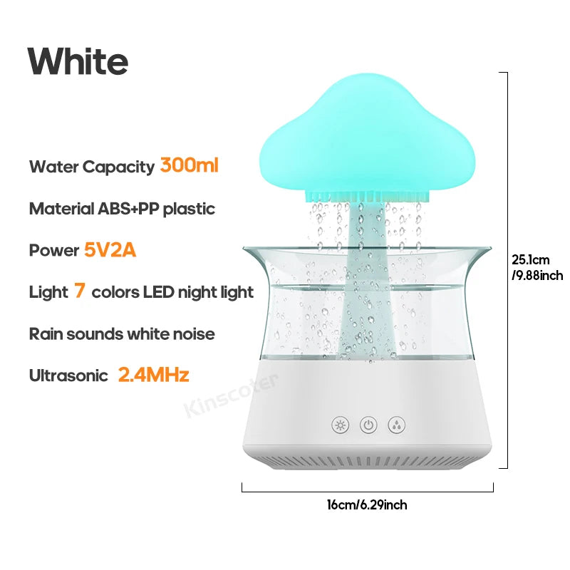 Rain Cloud Electric Air Humidifier and Aroma Diffuser with Colorful Night Light - 300ml Capacity for Home Use and Gifting