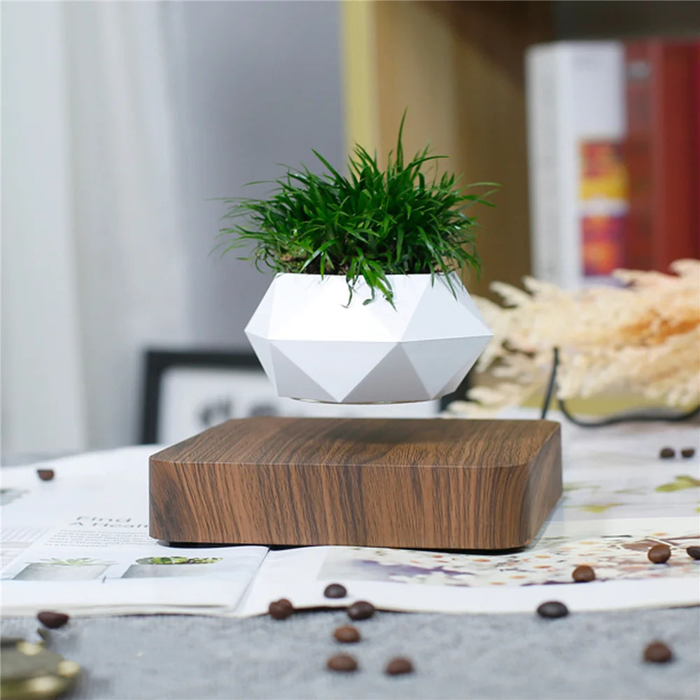 New Magnetic Levitation Floating Plant Pot Levitating Air Bonsai Pot Rotation Flower Pot Office Home Decoration Gifts