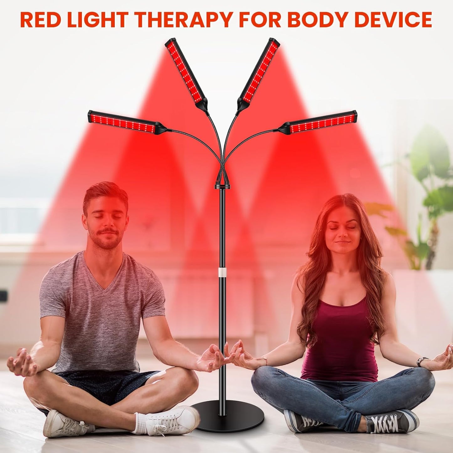 Transform Your Wellness Routine with the Viconor 4-Head Red Light Therapy Lamp – Adjustable Stand for Comprehensive Skin and Pain Relief