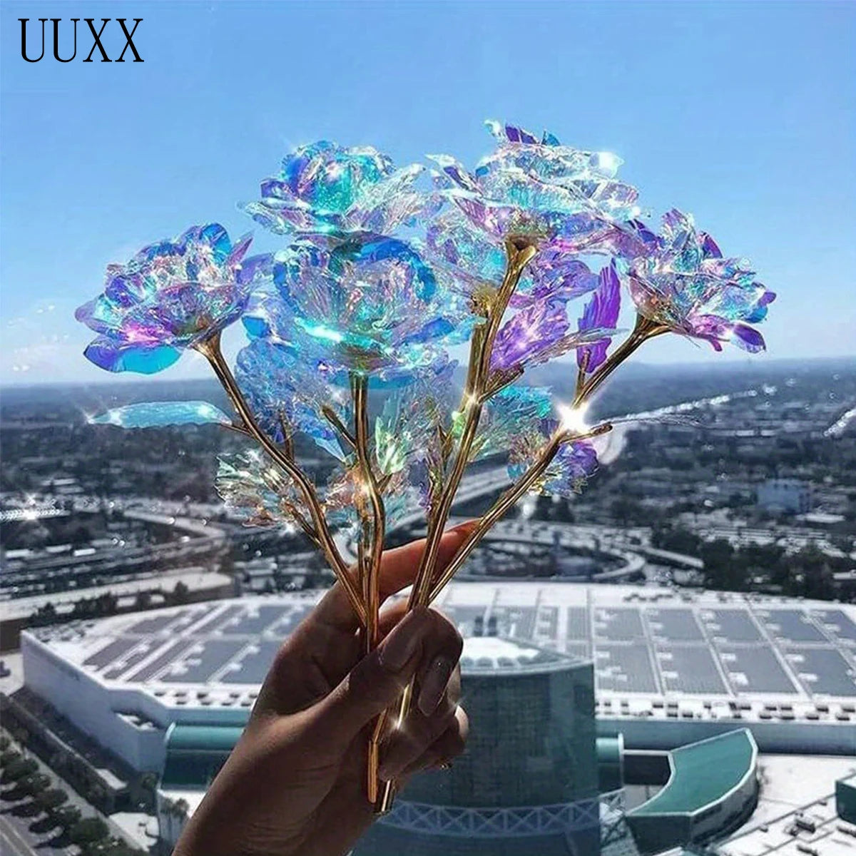 UUXX 30PCS Colorful Rose 9.4In Artificial Forever Rose Flower Romantic Gifts Eternal Roses Gifts for Girlfriend Wife Women Girls
