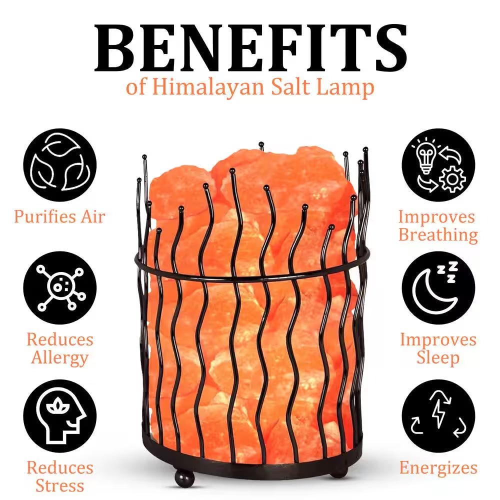 Enchanting Himalayan Glow Pillar Style Basket Salt Lamp - Transform Your Space with Rustic Elegance