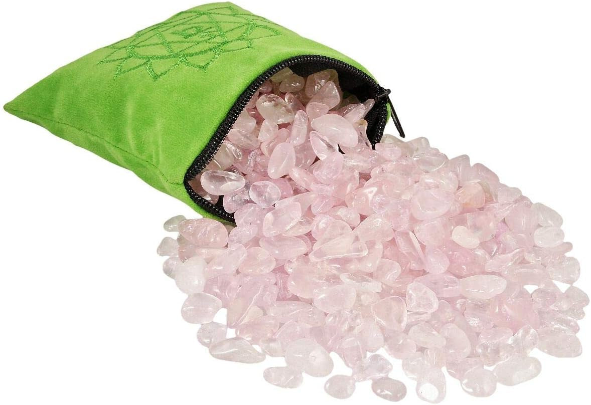 Natural Rose Quartz Tumbled Chip Stone, Heart Chakra Crystal Pillow for Healing Reiki, Sphere Sculpture Figurine Point Display Stand, Heart Chakra
