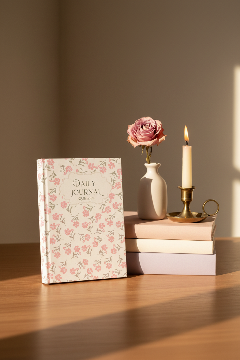 QuietZen Daily Journal — Floral Hardcover Lined Notebook for Women