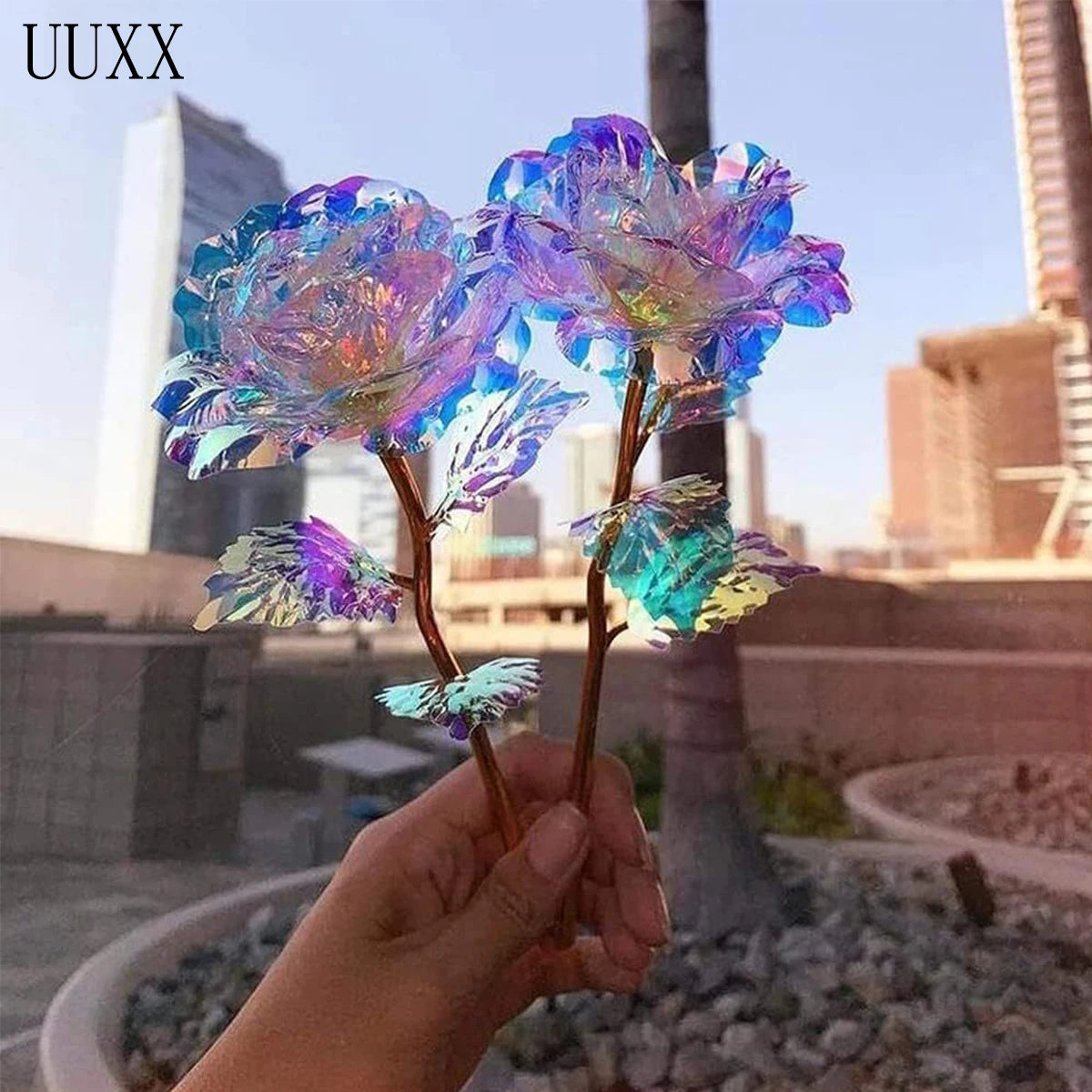 UUXX 30PCS Colorful Rose 9.4In Artificial Forever Rose Flower Romantic Gifts Eternal Roses Gifts for Girlfriend Wife Women Girls