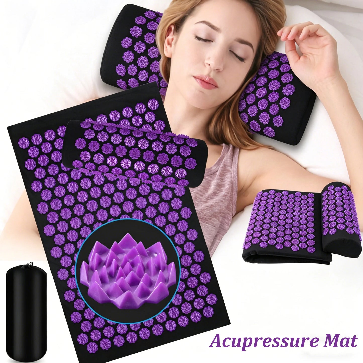 Acupressure Mat Spike Pad Kuznetsov'S Applicator Pillow Cushion for Muscle Relaxation Pain Relief Yoga Pilates Sport Fitness