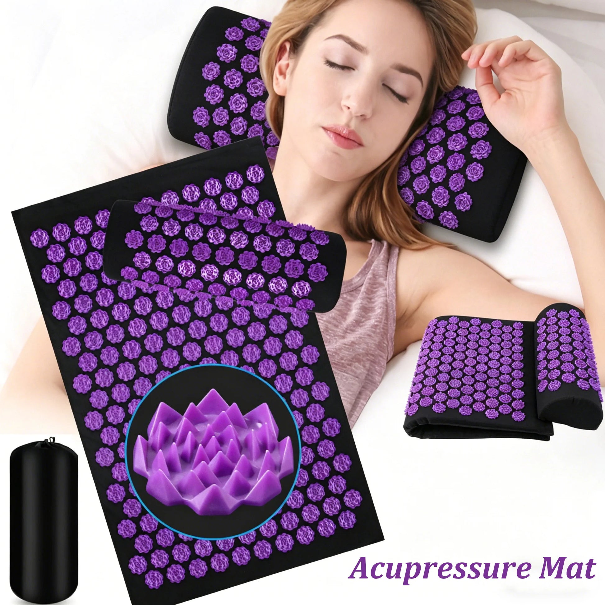 Acupressure Mat Spike Pad Kuznetsov'S Applicator Pillow Cushion for Muscle Relaxation Pain Relief Yoga Pilates Sport Fitness