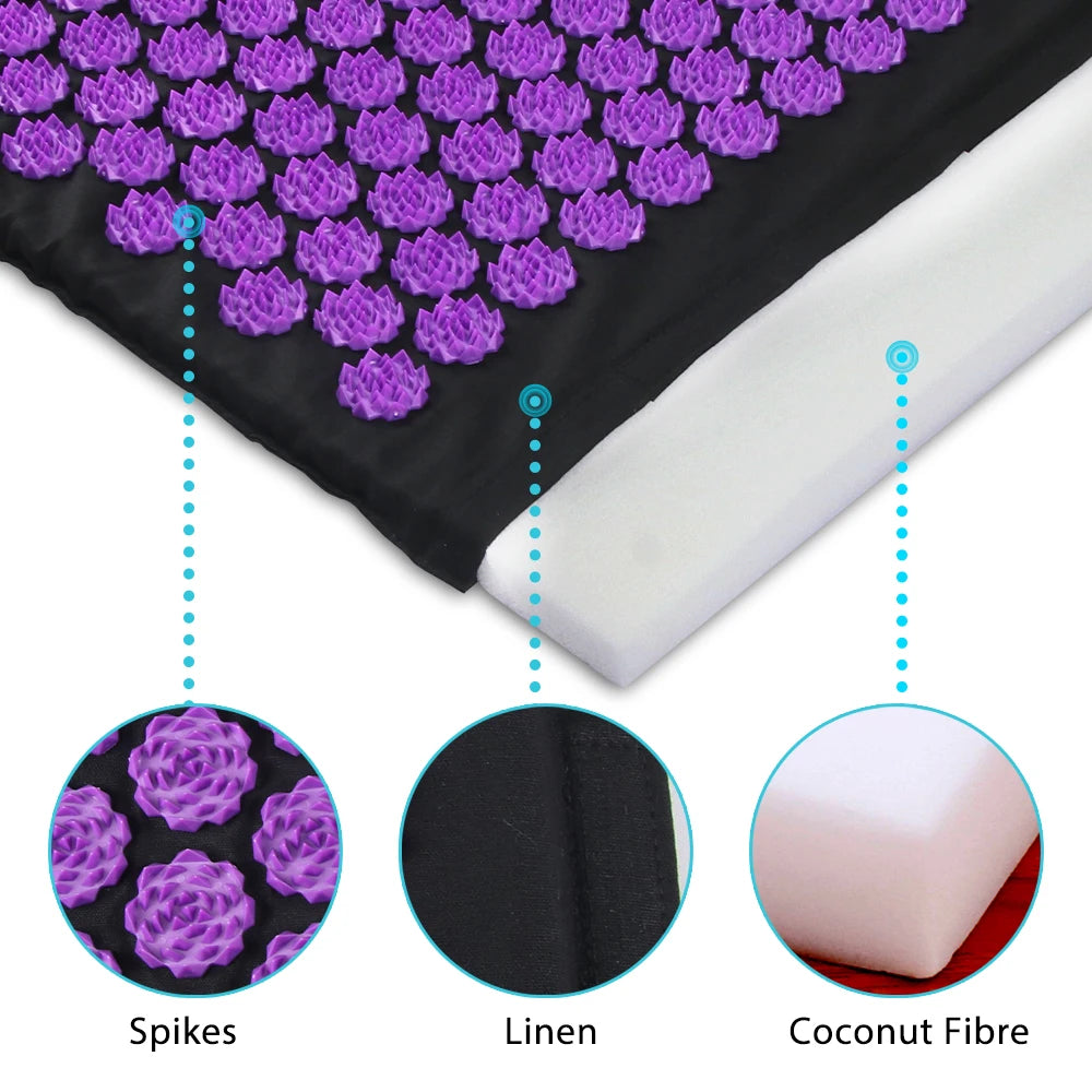 Acupressure Mat Spike Pad Kuznetsov'S Applicator Pillow Cushion for Muscle Relaxation Pain Relief Yoga Pilates Sport Fitness