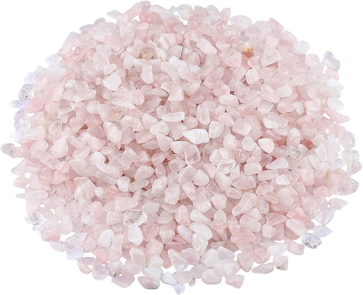 Natural Rose Quartz Tumbled Chip Stone, Heart Chakra Crystal Pillow for Healing Reiki, Sphere Sculpture Figurine Point Display Stand, Heart Chakra