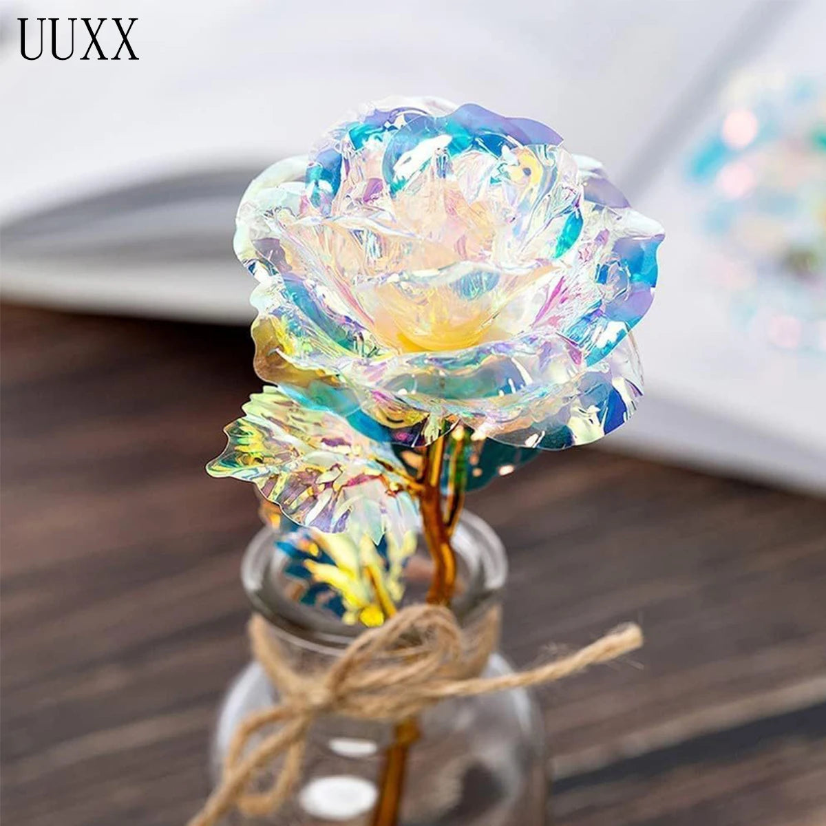 UUXX 30PCS Colorful Rose 9.4In Artificial Forever Rose Flower Romantic Gifts Eternal Roses Gifts for Girlfriend Wife Women Girls
