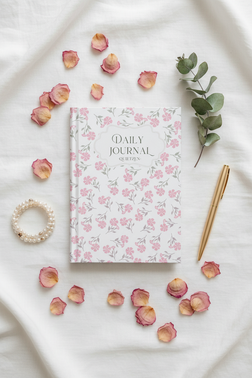 QuietZen Daily Journal — Floral Hardcover Lined Notebook for Women