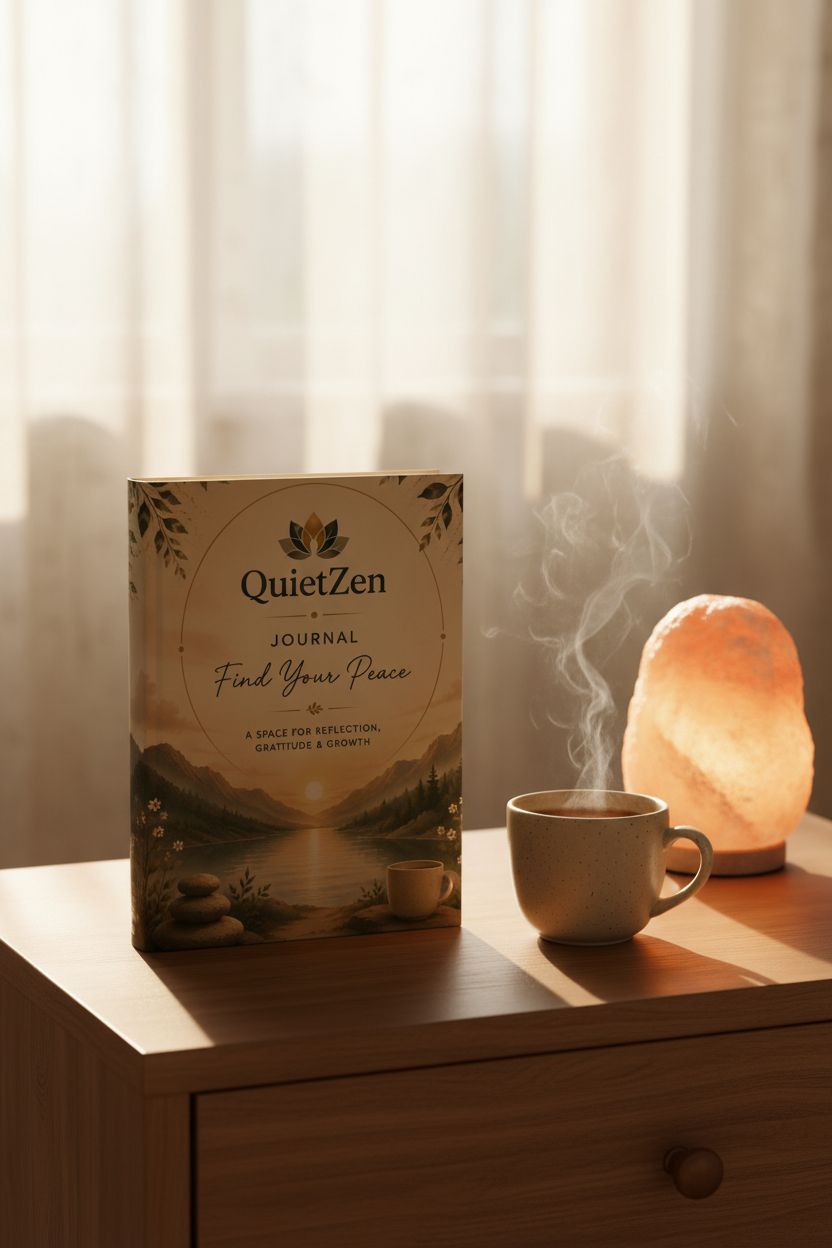 QuietZen Mindful Hardcover Journal — Matte Finish Lined Notebook for Daily Reflection